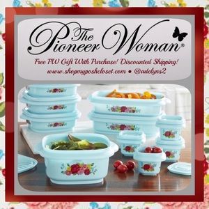 🌺 New Pioneer Woman 20-Piece Assorted Food Storage Set, Sweet Rose Bowls & Lids